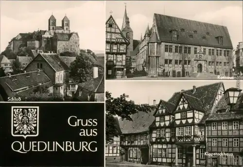 Ansichtskarte Quedlinburg Schloß, Rathaus, Klopstockhaus 1976