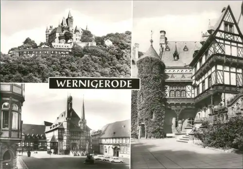 Wernigerode Feudalmuseum Schloß, Marktplatz mit Rathaus, Schloßhof 1975