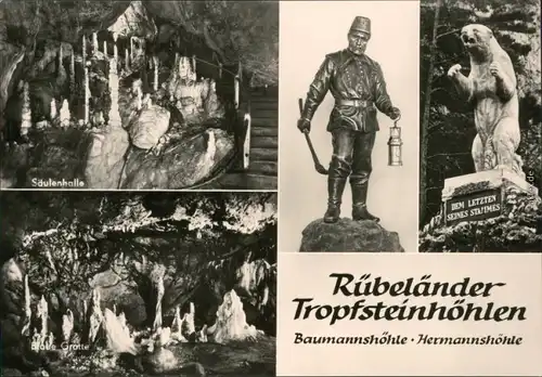 Ansichtskarte Rübeland Tropfsteinhöhlen: Baumannshöhle, Hermannshöhle 1976