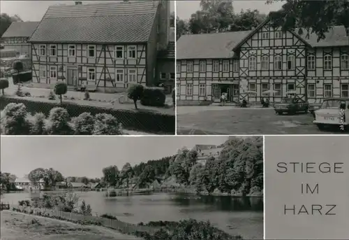 Stiege Ferienheim, Gaststätte "Burgstieg", Dorfteich mit Feierabendheim 1983