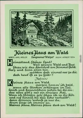 Ansichtskarte  Liedansichtskarte "Kleines Haus am Wald" 1954