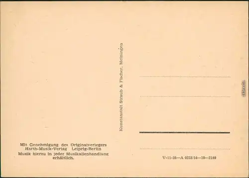 Ansichtskarte  Liedansichtskarte "Zwei Kinder vom Thüringer Wald" 1954