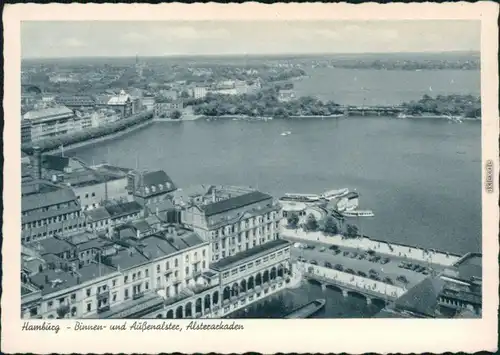 Hamburg Luftbild - Binnenalster, Außenalster, Alsterarkaden 1932