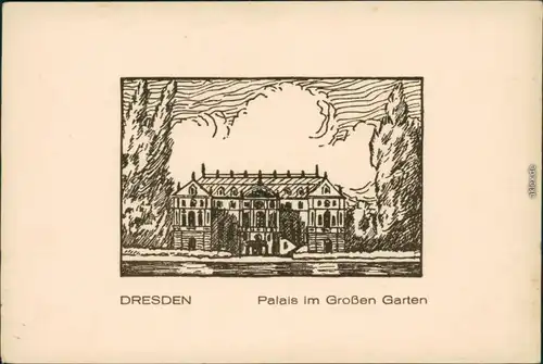 Dresden Künstlerkarte v. H. Menchau - Palais im Großen Garten 1929