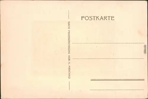 Dresden Künstlerkarte v. H. Menchau - Palais im Großen Garten 1929