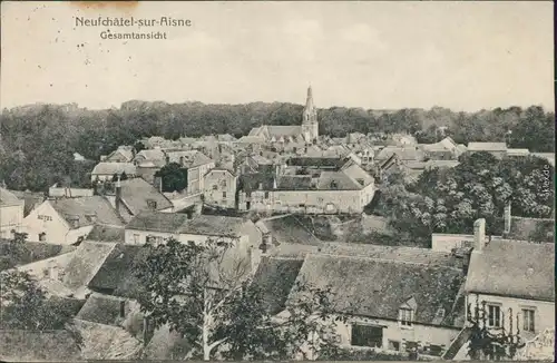 CPA Neufchâtel-sur-Aisne Panorama mit Kirche im Zentrum 1916