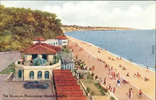 Ansichtskarte Bournemouth The Solarium - Branksome mit Strand 1918