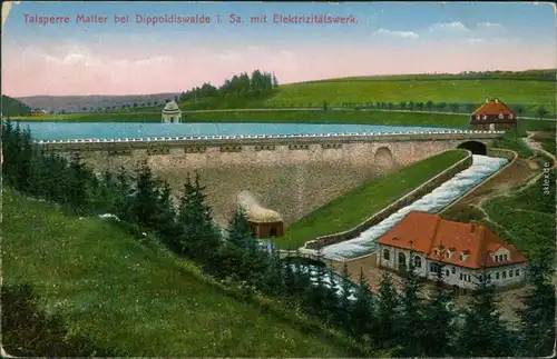 Dippoldiswalde Talsperre Malter mit Elektrizitätswerk g1917
