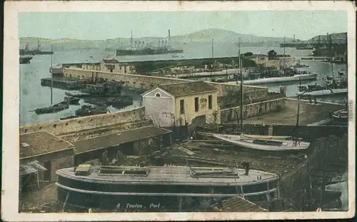 CPA Toulon Hafen mit vielen Schiffen 1922