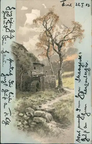 Ansichtskarte  Künstlerkarte - Wassermühle 1903 