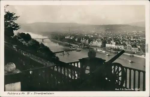 Ansichtskarte Koblenz Blick vom Ehrenbreitstein auf die Stadt 1936