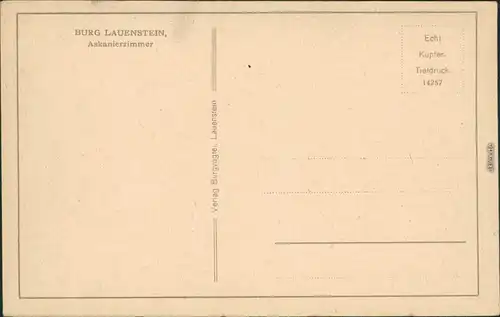 Ansichtskarte Lauenstein-Ludwigsstadt Burg - Askanierzimmer 1928