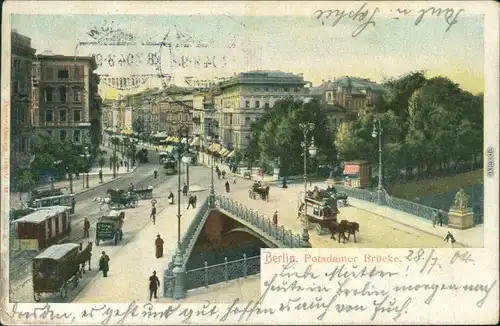 Ansichtskarte Tiergarten-Berlin Potsdamer Brücke Straßenpartie 1904