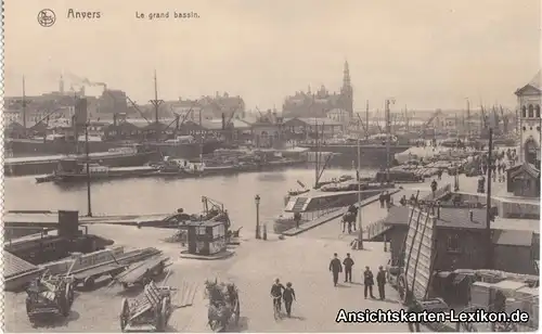 Postkaart Antwerpen Anvers Le grand bassin 1915