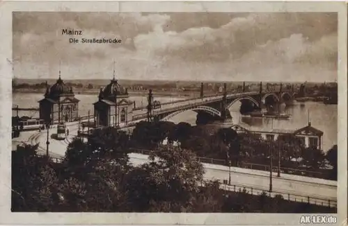 Ansichtskarte Mainz Die Straßenbrücke 1918