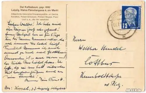Ansichtskarte Leipzig Kaffeebaum, althistorische Gaststätte, Leipzig 1955