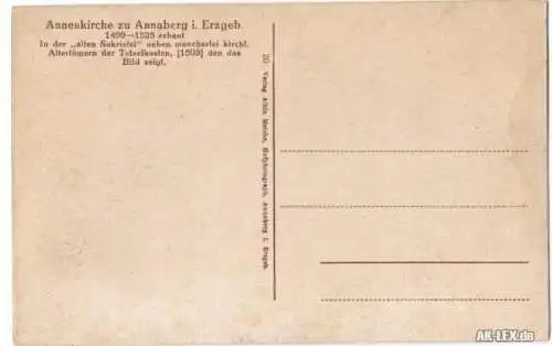Ansichtskarte Annaberg-Buchholz Annenkirche Innenansicht 1920