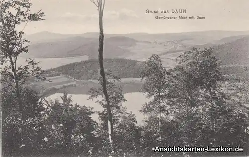 Ansichtskarte Daun Gemündener Maar mit Daun b Ulmen 1918