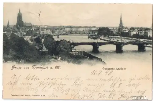 Frankfurt am Main Gesamtansicht - gelaufen 1898