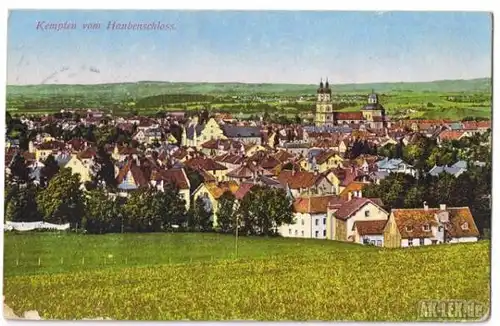 Kempten (Allgäu) Panorama vom Haubenschloss Ansichtskarte 1918