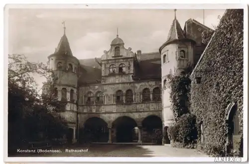 Konstanz Rathaushof - Ansichtskarte gel. 1930