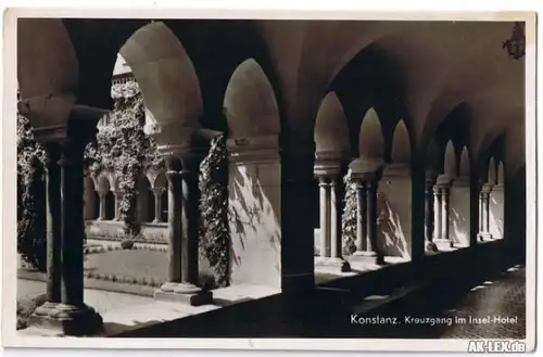 Konstanz Kreuzgang im Insel-Hotel - Foto Ansichtskarte ca. 1930