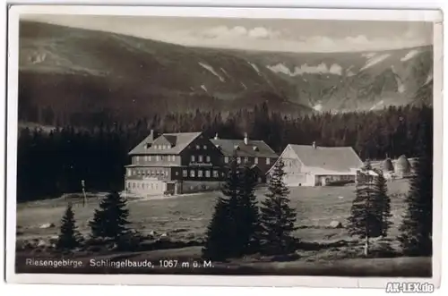 Krummhübel Foto AK Schlingelbaude gel.1937