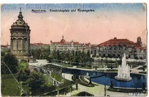 Mannheim Friedrichsplatz und Rosengarten ca. 1915