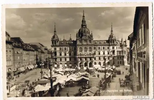 Graz Hauptplatz mit Rathaus gel. 1938