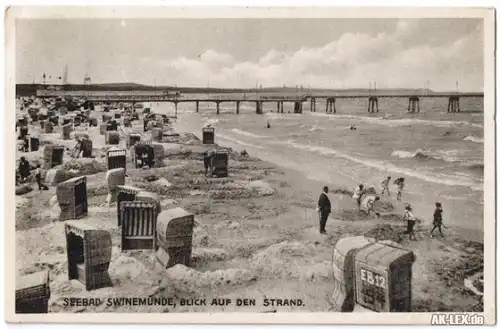 Swinemünde Blick auf den Strand gel. 1928