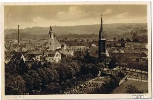Ostritz (Oberlausitz) Panorama - Ansicht gel. 1929