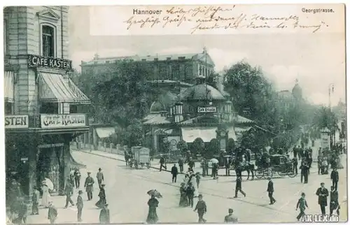 Hannover Georgstraße mit Cafe Kasten und Cafe Kröpke gel