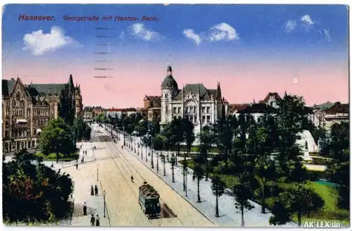 Hannover Georgstraße mit Hannoverscher Bank gel. 1917