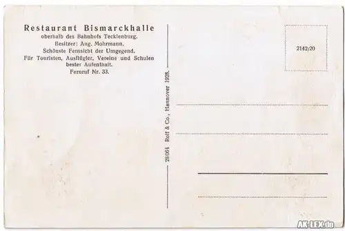 Tecklenburg Restaurant Bismarckhalle 1928