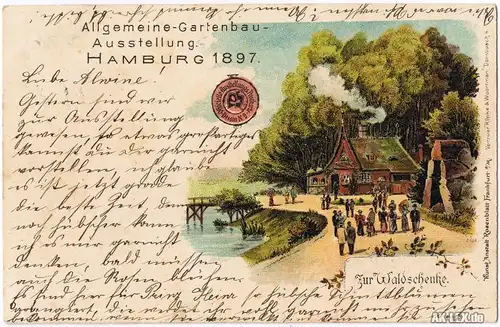 Hamburg Allgemeine Gartenbau Austellung 1897 - Litho