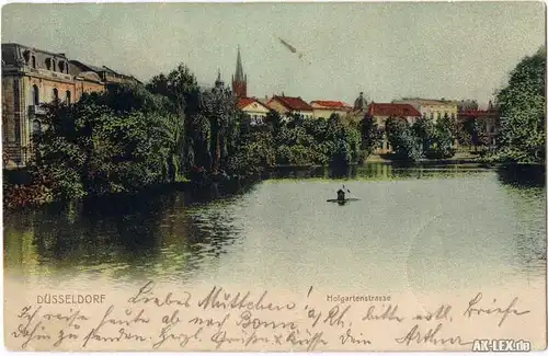 Ansichtskarte Düsseldorf Hofgartenstrasse gel. 1905