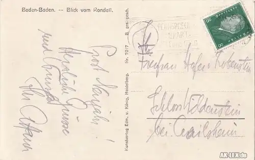 Baden-Baden Baden-Baden - Blick vom Rondell, gel. 1930