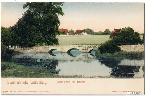 0 Schloßteich mit Brücke ca 1914