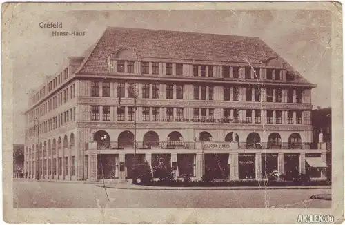 Ansichtskarte Krefeld Hansa-Haus 1918