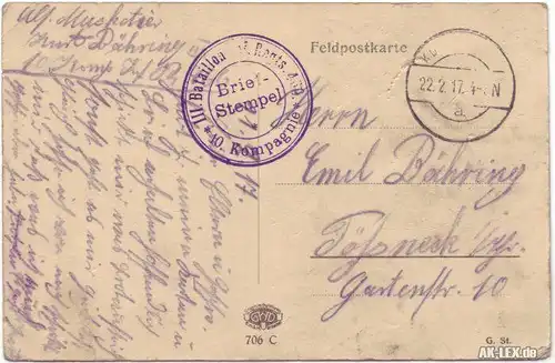 Rethel Feldpostkarte: III. Bataillon 10. Kompagnie