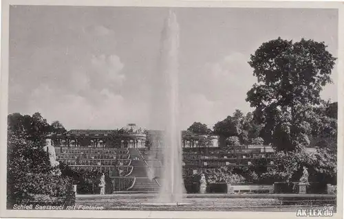 Ansichtskarte Potsdam Schloß Sanssouci mit Fontaine 1940