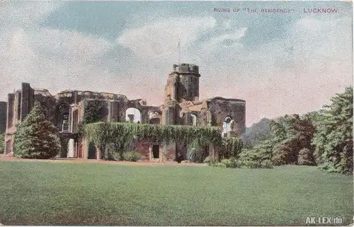Postcard Lucknow Ruins of "The Residency" Onta