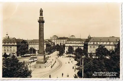 Darmstadt Ludwig-Säule und Platz ca. 1936 - Foto AK