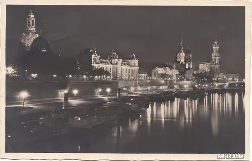 Ansichtskarte Dresden Panorama bei Nacht 1936