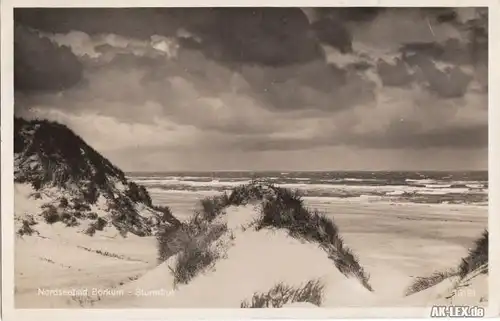 Borkum Strand und Sturmflut - Foto AK gel. 1937