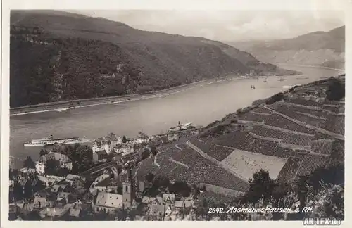 Assmannshausen am Rhein Panorama - Foto Ansichtskarte ca