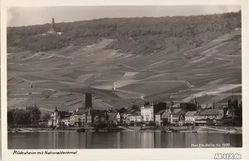 Rüdesheim (Rhein) Panorama mit Nationaldenkmal - Foto AK