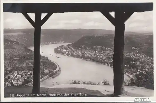 Boppard Blick von dr alten Burg - Foto AK ca. 1935