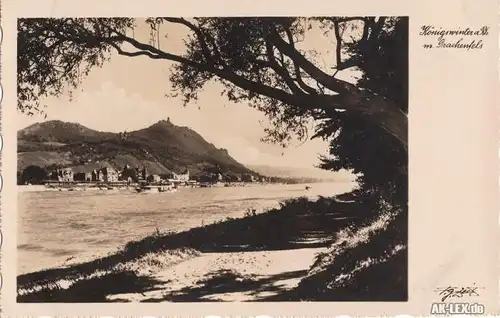 Königswinter Panorama mit Drachenfels - Foto AK ca 1936