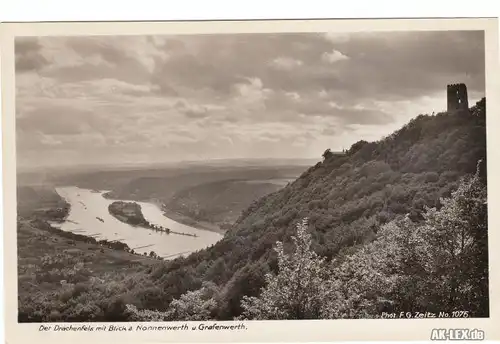 Königswinter Drachenfels mit Blick a. Nonnenwerth u. Gre